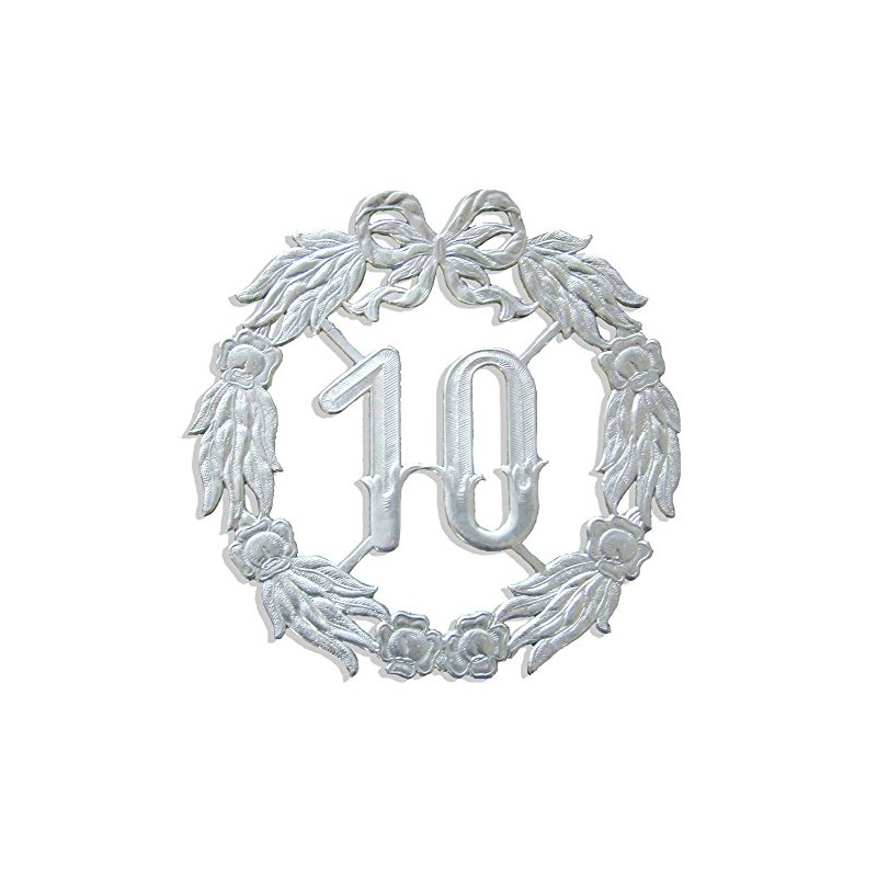 Kunze A013060102 Anniversary Number 10, Diameter 18 cm, Silver