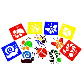 Washable Plastic Stencils | Flowers & Bugs | Pack of 12 Stencils
