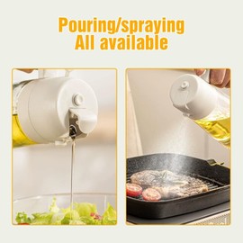 Cooking Oil Sprayer 2 in 1 Oil Dispenser for Kitchen Olive Oil Dispenser Bottle 16oz/470ml Glass Oil Bottle with Nozzle Oil Sprayer for Cooking Oil Brush for Air Fryer, Salad, Kitchen Baking (black)