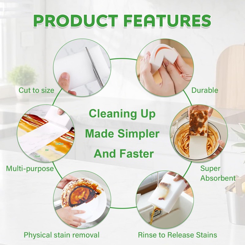 Magic Melamine Sponge Eraser, 6 Pack 2X Density Magic Cleaning