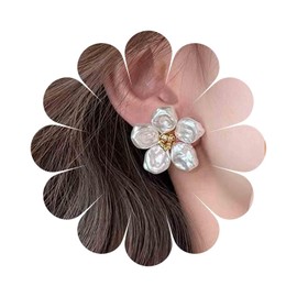 Yheakne Vintage Acrylic Flower Earrings White Flower Stud Earrings Large Flower White Earrings White Enamel Petal Earrings Jewelry for Women and Girls