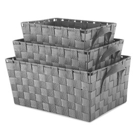 Whitmor Woven Strap Storage Baskets S/3-Gray