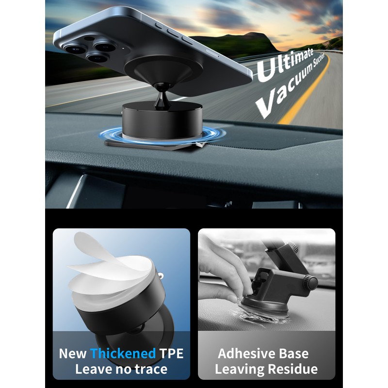 ALTERIFE Vacuum Magnetic Phone Holder Stand (Black)