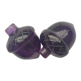 Manekieko Pack of 2 Amethyst Bags Hazelnut Figurine Decor Gemstone, 2.5 cm Reiki Balance Crystal and Healing Palm Stones