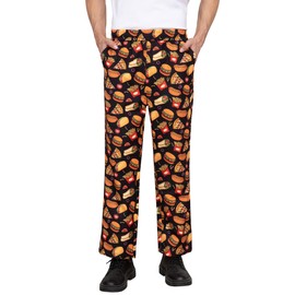 Nanxson Men's Baggy Chef Pants, Printed Work Pants with Elastic Waist Restaurant Kitchen Uniforms CFM2016 Hamburger M