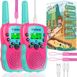 Walkie Talkies for Kids, 3 KM Long Range 22 Channels 2 Way Rechargeable Kids Walkie Talkie with Flashlight for Camping Hiking Indoor Outdoor Toy 3 4 5 6-12 Boy Girl Christmas Birthday Gifts 2 Packs