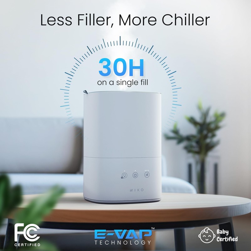 MIKO Ultrasonic Humidifiers for Bedroom Baby - Pre Filter, Wifi