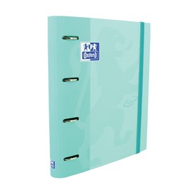 Oxford, 400165361 Folder 4 Rings A4 Hard Cover, Rubber Closure, Replacement Grid 5 x 5 and 5 Coloured Ribbons, Sticker Sheet, Colour Ice Mint Touch, 400165361