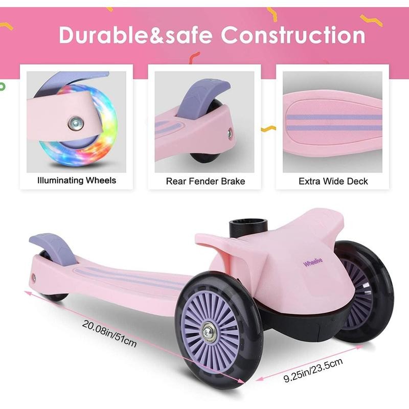 2 in 1 Kick Scooter with Removable Seat, 3 LED