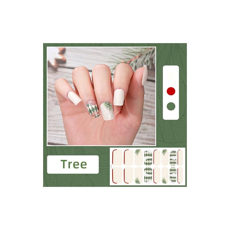 CHANGAR Pegatinas de esmalte de uñas de Navidad con copo