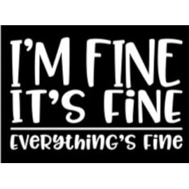 I’m Fine It’s Fine Everything’s Fine Vinyl Decal | White | Made in USA by Foxtail Decals | for Car Windows, Tablets, Laptops, Water Bottles, etc. | 4.75 x 3.1 inch