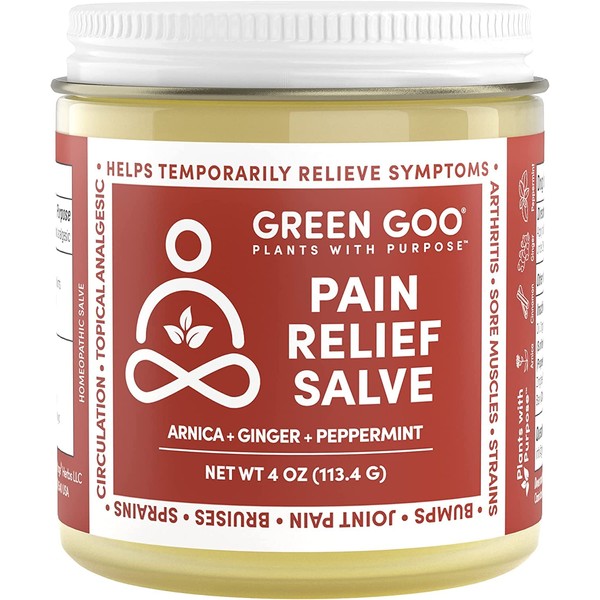 Green Pain Relief Skin Salve, All-Natural Pain Relief Formula For Arthritis, Sore Muscles & Bruises, Rapid Relief, 4 oz jar