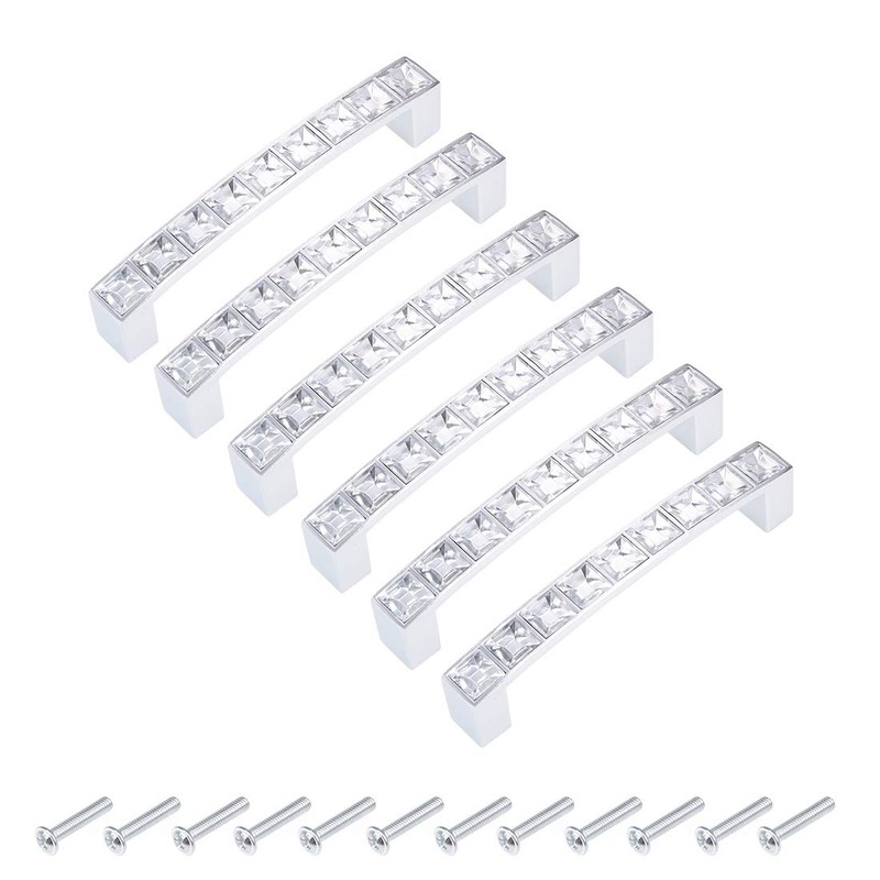 uxcell Cabinet Pulls Drawer Handles 96mm Hole Centers Alloy Crystal