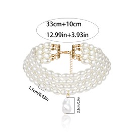 Multilayer Pearl Necklace Vintage Imitation Pearl Choker Necklace Multi Strand Pearl Choker Necklace Wedding Jewelry