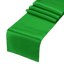 sourcing map 12 Pcs Green Satin Table Runner 12" x 108" Romantic Silk Table Runner Smooth Fabric Table Runner Decorations for Wedding Dining Birthday Party (9ft)