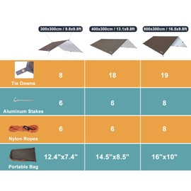 Unigear Hammock Rain Fly Waterproof,UV Protection and PU 3000mm Waterproof Tent Tarp, Lightweight for Camping, Backpacking and Outdoor Adventure(Brown,10 * 13ft)