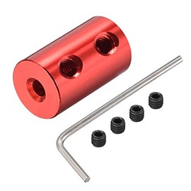 sourcing map Shaft Coupling Connectors 3 mm to 5 mm Bore Rigid Coupling Set Screw L20XD12 Aluminium Alloy Dark Red Pack of 4
