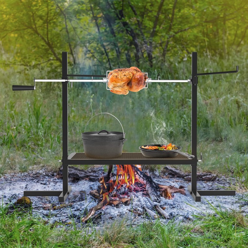 onlyfire Adjustable Grill Rotisserie System and Spit, Over Fire Camp