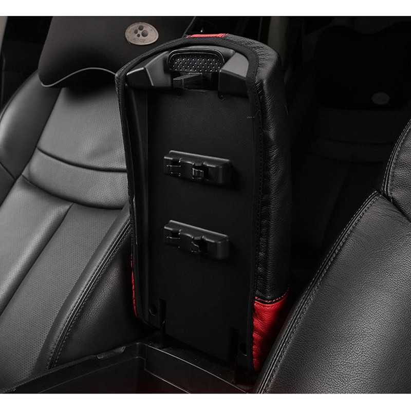 XITER 1PC Leather Center Console Armrest Cover with Side Pockets
