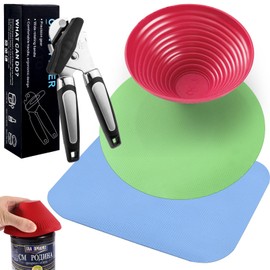GZLFH Pack of 3 Rubber Jar Openers, with Multifunctional Bottle Opener, Red/Blue/Green, Non-Slip and Heat Resistant, OPP Bag + Colour Box, Suitable for Elderly People with Weak Hands