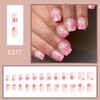 Flower Press on Nails Short Square Fake Nails Spring Summer