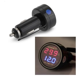 JZK 2 in 1 car Truck Bus Voltmeter & Thermometer Display, 12v 24v Battery Voltage Temperature Meter Monitor Tester Gauge Indicator