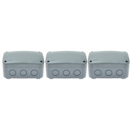 NineLeaf IP66 Outdoor Electrical Junction Box, 4.9"x3.3"x2.3" PVC/ABS Watertight Project Housing, Weatherproof Enclosure for Garden Lighting, CCTV, and DIY Wiring, Grey，3PCS