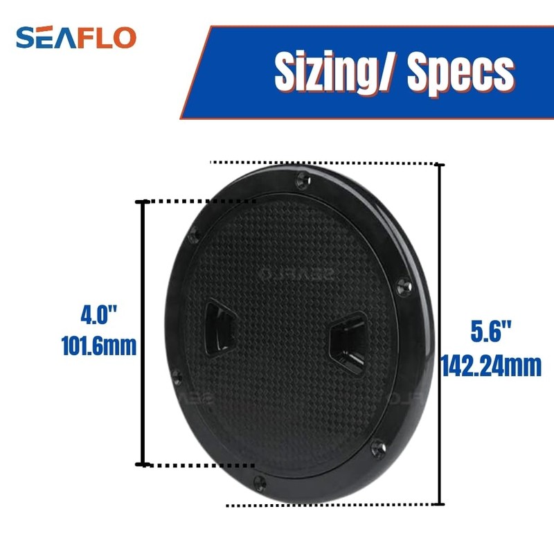SEAFLO 4" - 8" Black Circular Non Slip Inspection Hatch