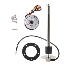 A ABSOPRO Fuel Sending Unit and Gauge Kit 9.49" Length Boat Fuel Sending Unit Marine Fuel Sender Unit Metal Silver Tone White 1 Set 240-33 Ohm