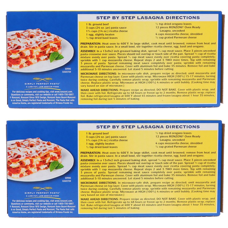 Ronzoni Ronzoni No Boil Lasagna Pasta, 8 Oz, Pack of