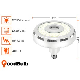 GoodBulb 90-Watt Retrofit High Bay LED Light Bulb | 400W Equivalent | High Output 12330 Lumens | EX39 Base 4000K Cool White Light Color | 140° HID Area Lighting Replacement