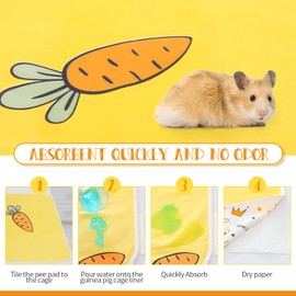 Guinea Pig Cage Liners, 4 Pack Waterproof Machine-Washed and Reused Guinea Pig Bedding, High Absorbent Small Animal Pee Pads for Rabbit, Hamsters, Squirrel,Hedgehog, Mice and Gerbil - 13.8"*17.7"