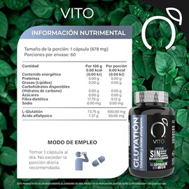 VITO - Glutatión con Ácido Alfa Lipoico - 60 Cápsulas Veganas