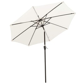 Yescom 9ft Solar Powered Patio Umbrella with Tilt and Crank 8 Ribs Outdoor Market Table Umbrella Backyard Parasol White