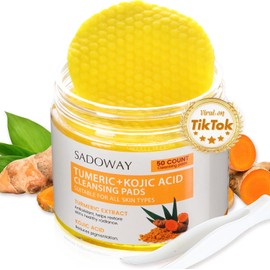 SADOWAY Almohadillas Limpiadoras De Cúrcuma Y Ácido Kójico: 50 Almohadillas De Cúrcuma Y Ácido Kójico Que Limpian Y Exfolian Para Equilibrar La Grasa De La Piel