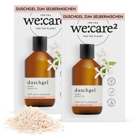 we:care² 2 x Shower Gel Powder (Granules) for Mixing Jasmine/Green Tea - 32 g Makes 250 ml Sustainable & Vegan Refill Soap without Silicones, Parabens & Microplastics