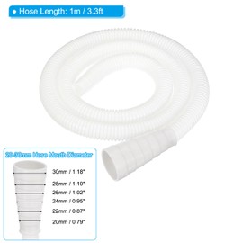 PATIKIL 3.3ft Air Conditioner Drain Hose, 2 Pcs 6 Sizes 20-30mm Mouth Universal AC Drain Hose with Clamp for Replacement and Drain Hose Extension Mini-Split Window AC Unit Faucet, White