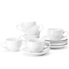 Yedio Porcelain Coffee Cups Set with Saucer, 6 Ounce White