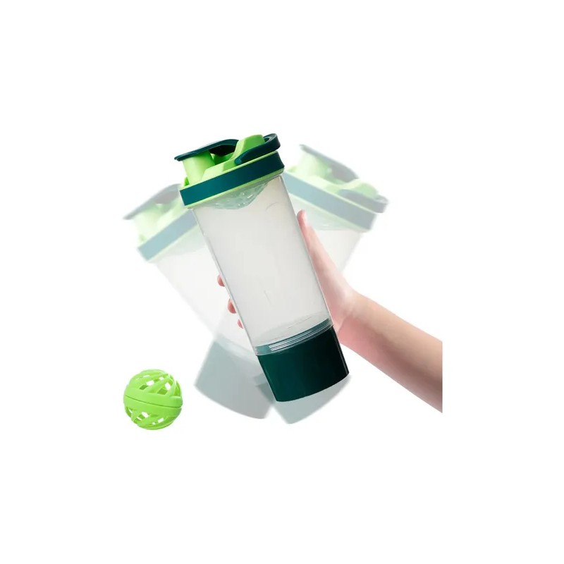 Shaker Mezclador Awvuq 700ml Verde Con Filtro Proteína Gimnasio Libre