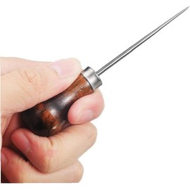 2Pcs Awl Scratch Awl Wooden Handle Pin Stamping Tool for Leather Craft Cloth Design Sewing Tailors Awl