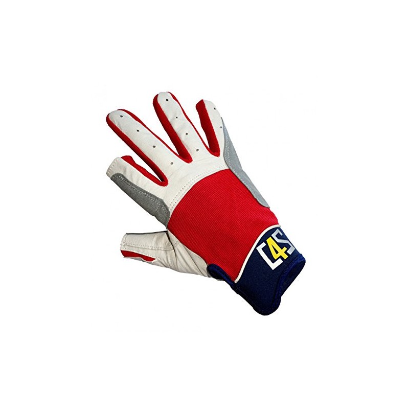 crazy4sailing Cruising Sailing Gloves with 2 Fingers Cut, Colour: Red,