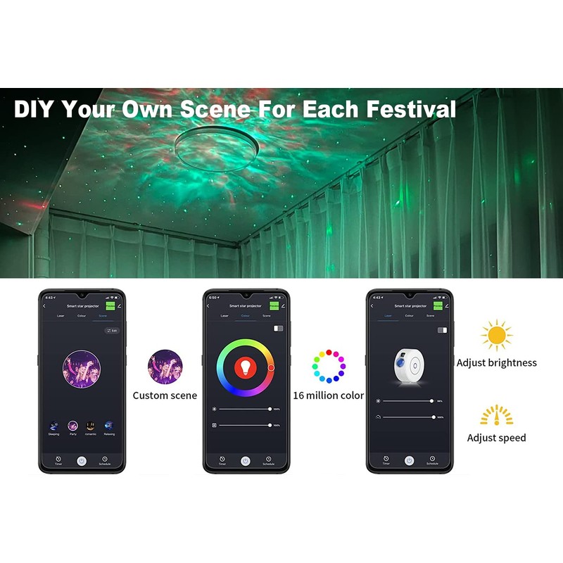 Anyuainiya Star Projector Galaxy Light for Bedroom, Smart APP &