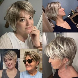 Rosastar Ombre Blonde Wig Adjustable Cap Heat Resistant Synthetic Hair For Women