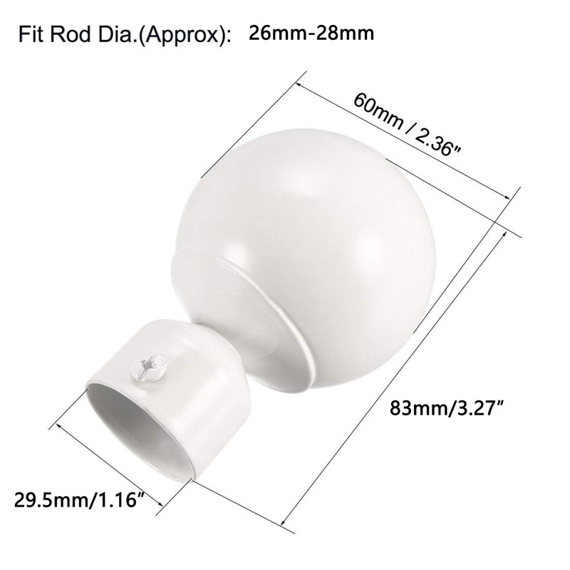 TA-VIGOR 2Pcs 29.5mm Inner diameter Curtain Rod Ball Finials, Decorative