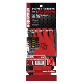Otafuku Gloves Natural Rubber Back Gloves [13 Gauge Gloves: Polyester] A-385 Red L [Set of 10 Pairs]