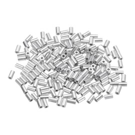 uxcell 200 Pcs Aluminum Crimping Loop Sleeves for 1/32" Diameter Wire Rope, Round Aluminum Wire Rope Sleeve for Cable Line End