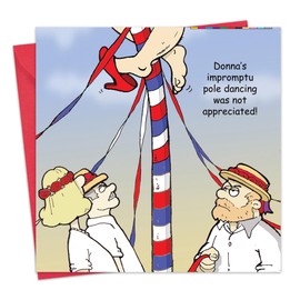 Twizler Funny Card For Woman with Maypole and Pole Dancing - Blank Card - Happy Birthday Card – Humour Card – Anniversary Card –Good Luck Card – Congratulations Card – Thank You Card – Valentines Card