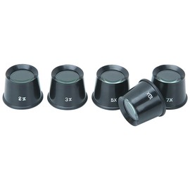 5 Piece Loupe Set 2x, 3x, 5x, 7x, and 10x Magnifying Loupes Watchmaker Jewelers and Hobbyist Tool