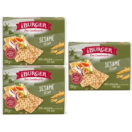 Brandt Burger Crispbread, 8.8 Oz, No Yeast (Pack of 3, Sesame)