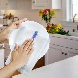 TEXCRAFT Towels Terry Bar Mop Towels Size 16"x19" - Absorbent and Durable - Multipurpose Cleaning Rags - Cotton Cleaning Towel - Terry Cloth Rag - Reusable Shop Rags Pack of 60 - BlueStripe